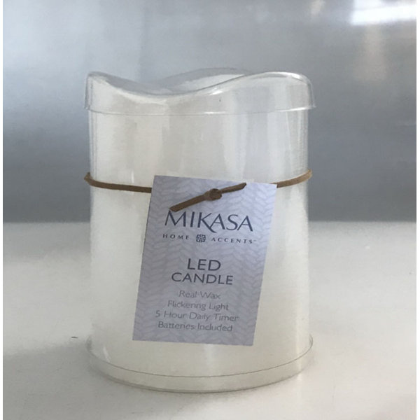 Mikasa Candela LED Realistica Con Fiamma Tremolante | 7,6x10,2 Cm | Timer 5 Ore | Effetto Cera Naturale